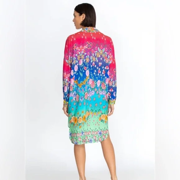 NEW Johnny Was Rainbow Midi Shirt Dress - Picture 7 of 15